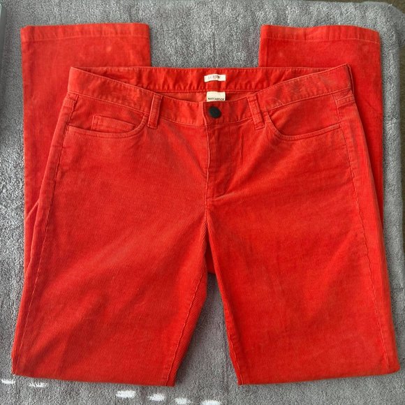 EUC J. Crew Orange Corduroy Matchstick Pants, 31S - Picture 1 of 7